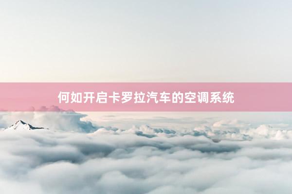 何如开启卡罗拉汽车的空调系统